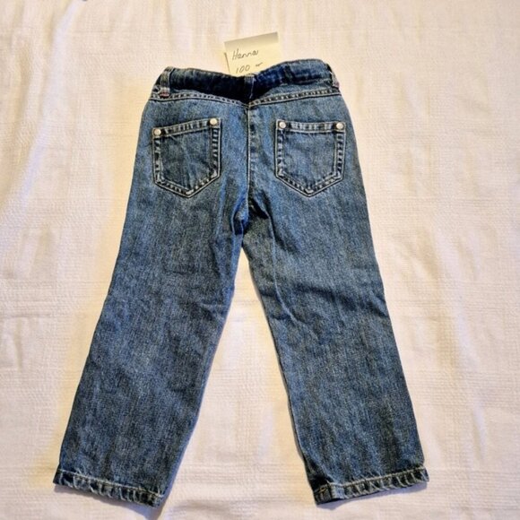 Hanna Andersson girls size 100 or 4 medium wash with flower ribbon on leg - Picture 3 of 7